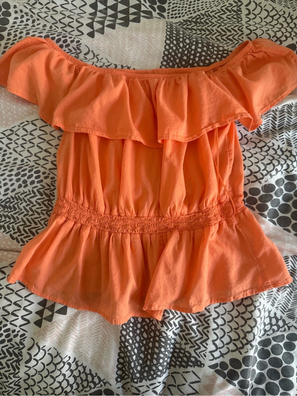 Old Navy Orange Off-Shoulder Ruffle Peplum Top